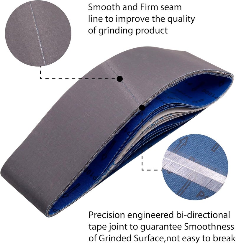 SHUTTLE GENIUS 4 x 36 Inch Sanding Belts, Silicon Carbide Knife Sharpening Sanding Belt, 4 Pcs Each of 600, 800, 1000 Grits Sanding Belt for Belt Sander, 12 Pack - Image 3